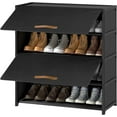 thumbnail image 1 of Shoe Rack, 5 Tier Shoe Storage Cabinet with Door 20 Pair Plastic Shoe Shelves Organizer for Closet, Entryway, Hallway, Bedroom, Black, 1 of 4