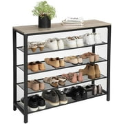 Shoe Rack, 5-Tier Shoe Storage Organizer with 4 Mesh Shelves for 16-20 Pairs and Large Surface for Bags