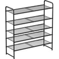 thumbnail image 1 of Shoe Rack, 5 Tier Shoe Storage Rack for 24-30 Pairs of Shoes, Mesh Shoe Organizer for Entryway Closet, Steel Frame, Industrial, Black, 1 of 13