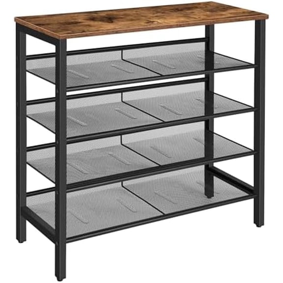 Shoe Rack, 5-Tier Shoe Storage Unit Flat & Slant Adjustable Shoe Organizer Shelf for 16 Pairs, Durable and Stable, for Entryway, Hallway, Closet, Dorm Room, Industrial, Rustic Brown BF01XJ01