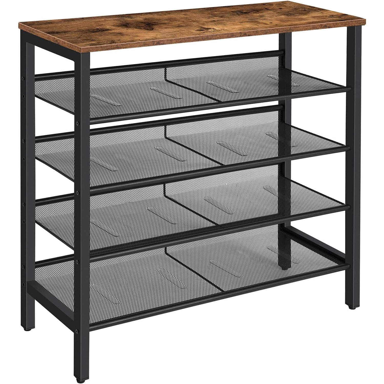 Slant Storage Racks Shoe Rack, 5-Tier Shoe Storage Unit Flat & Slant Adjustable Shoe ...