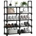 thumbnail image 1 of Shoe Rack 5 Tiers Tall Shoe Rack for Entryway 20 Pairs Shoe and Boots Sturdy Organizer Storage Shelf Space Saving Large Shoe Tower Durable Black Metal Stackable Shoe Cabinet, 1 of 7