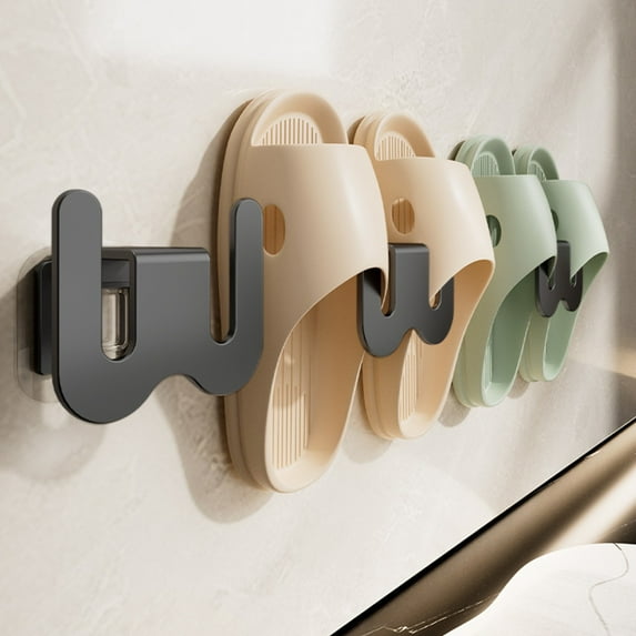 Shoe Rack under $5! kkbbma No-Drill Hook Shoe Rack, Adhesive Wall Mount Shoe Organizer, Space Saving for Door, Bathroom, Non-Marking, Aluminum Alloy, Holds Multiple Pairs