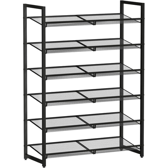 Shoe Rack, 6-Tier Metal Shoe Organizer, Tall Shoe Rack for Closet,entryway,Garage, with Adjustable Flat or Angled Shelves, Holds 18-24 Pairs,Shoes that can accommodate The Whole Family.