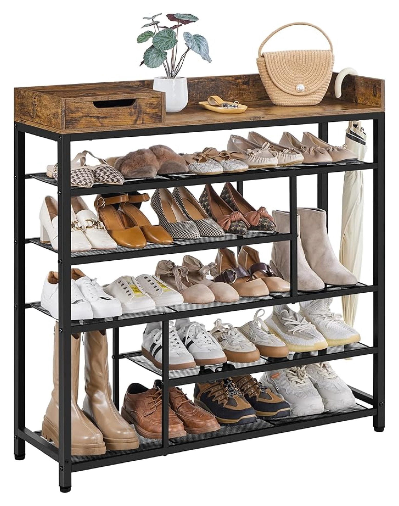 Shoe Rack - 6 Tier Shoe Organizer, Entryway Shoe Storage with Drawer ...
