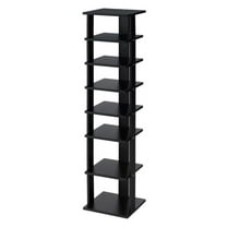 Shoe Rack 7 Tier, Vertical Shoe Organizer for Entryway - Space Saving Wooden Shoe Shelf for Men Women, Living Room, Closet, Black/Rustic Brown