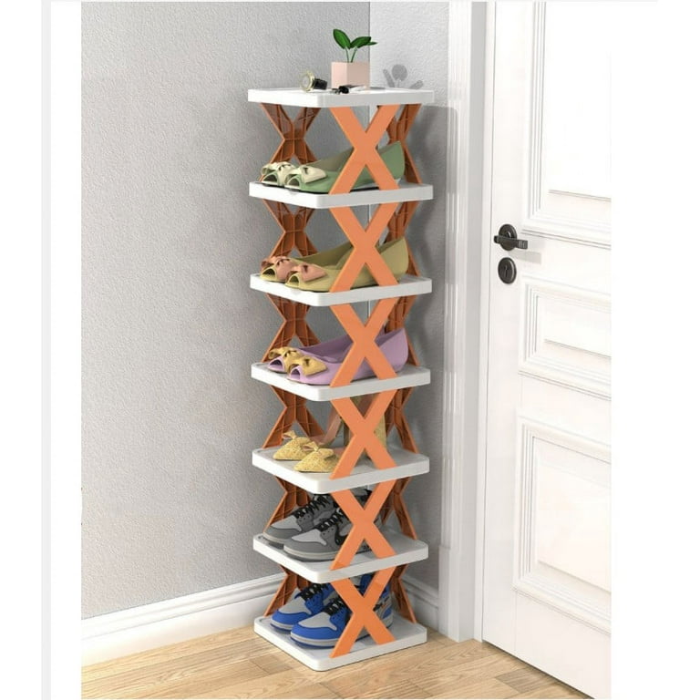 Shoe Racks Shelf for Bedroom Plastic Shoe Organizer for Closet 7 Tiers Shoe  Cubby Free Standing Shelves Cabinet Foldable Narrow Shoe Rack for Front