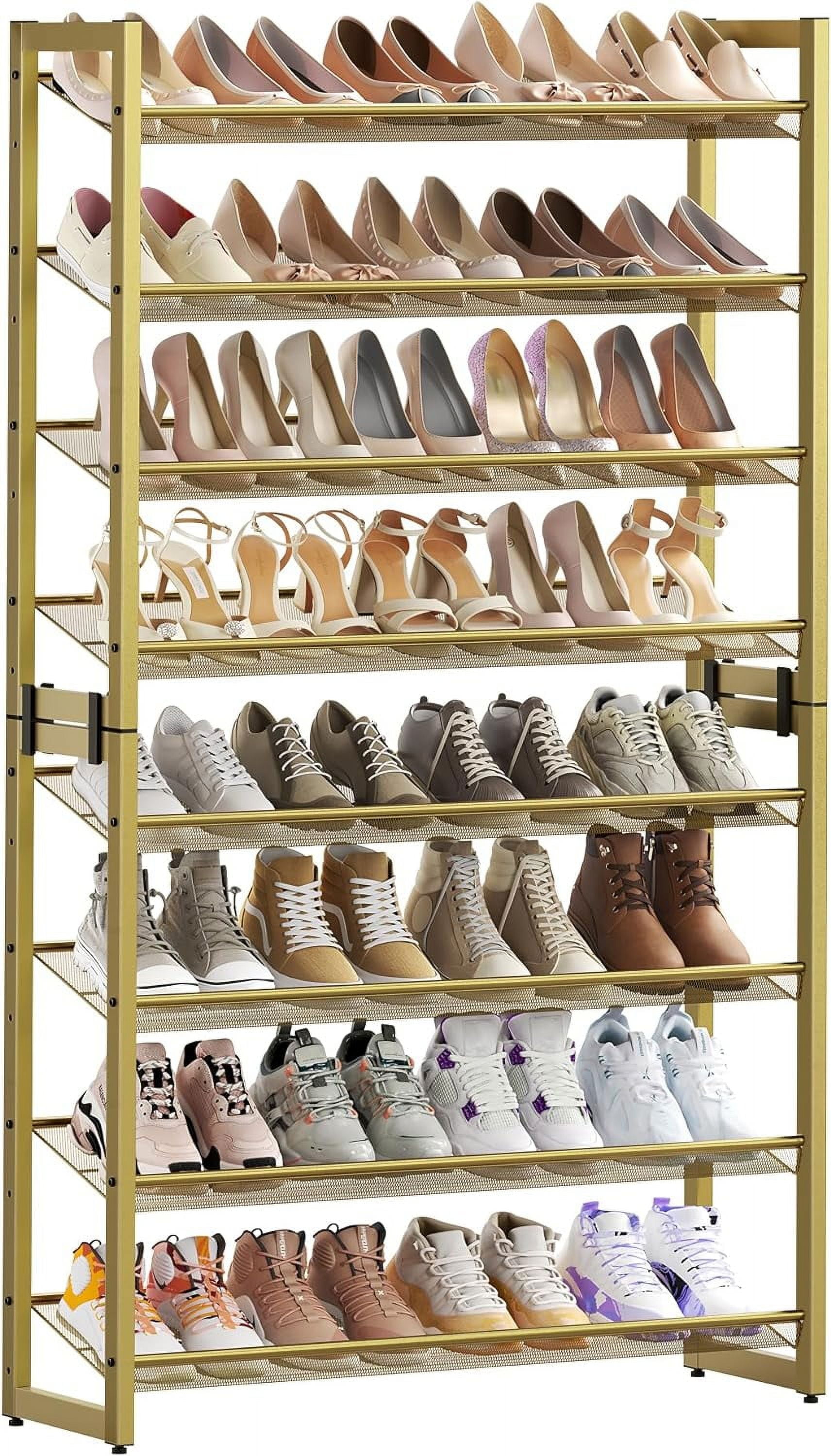 Pale Gold Stackable Metal 8-Tier Shoe Shelf
