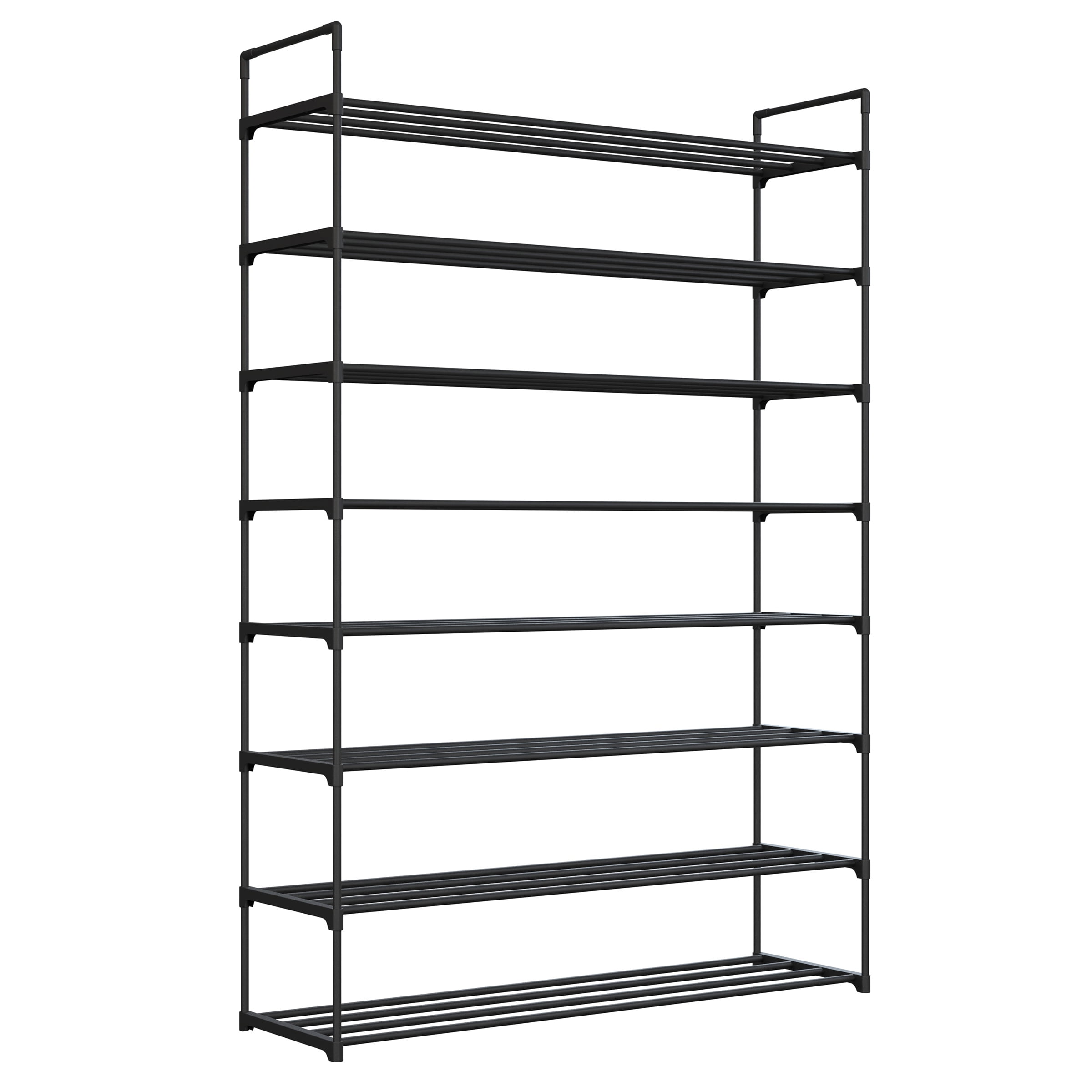 Shoe Rack - 8-Tier Shoe Organizer for Closet, Bathroom, Entryway - Shelf Holds 40 Pairs Sneakers, Heels, Boots by Home-Complete (Black)