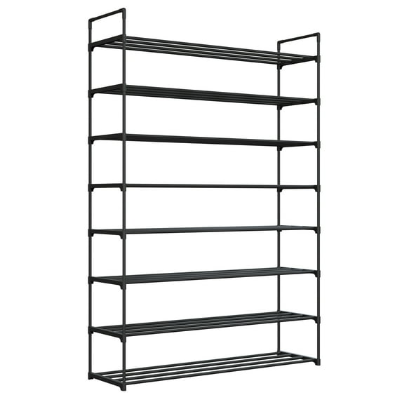 Shoe Rack - 8-Tier Shoe Organizer for Closet, Bathroom, Entryway - Shelf Holds 40 Pairs Sneakers, Heels, Boots by Home-Complete (Black)