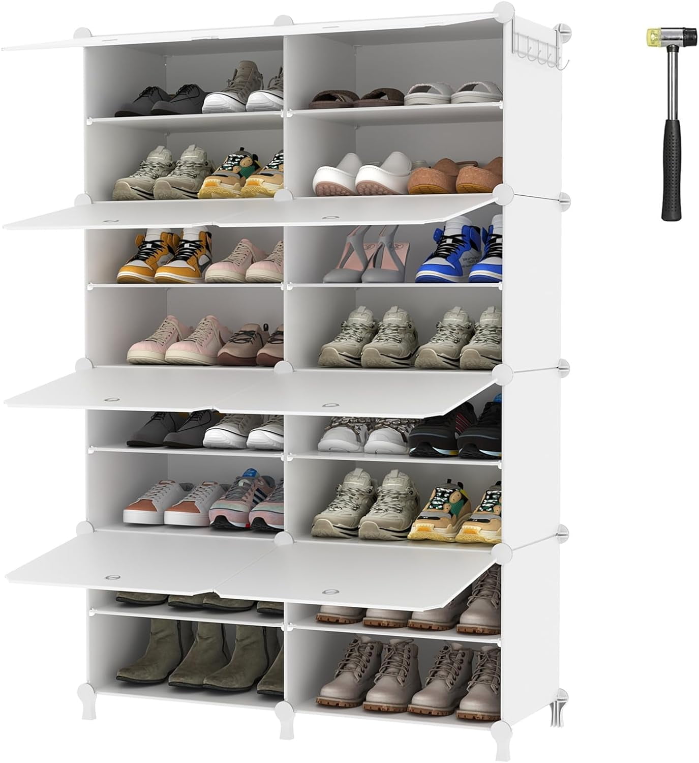 White 8-Tier Plastic and Metal Shoe Organizer