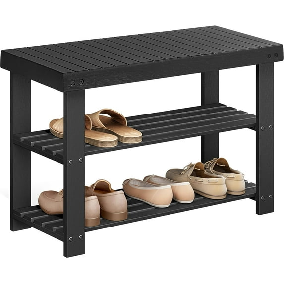 Shoe Rack Bench, 3-Tier Bamboo Shoe Storage Organizer, Entryway Bench, Holds Up to 286 lb, 11.3 x 35.4 x 17.8 Inches, for Entryway Bathroom Bedroom, Natural ULBS90N