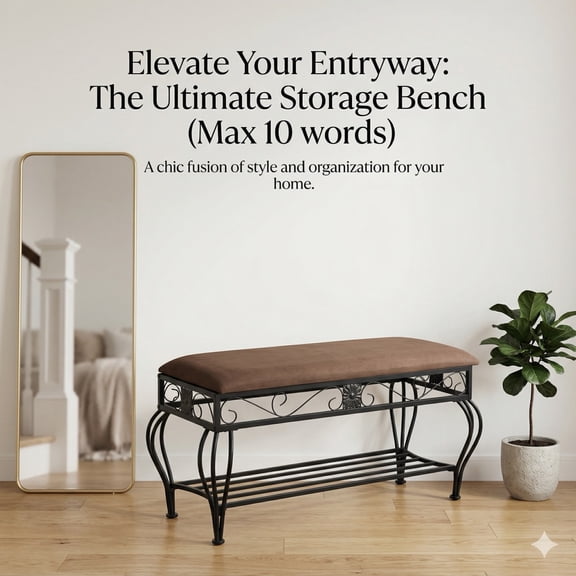Shoe Rack Bench for Entryway, Industrial Bench, Rustic Shoe Rack for Small Spaces, Upholstered Entryway Bench, Multipurpose Entryway