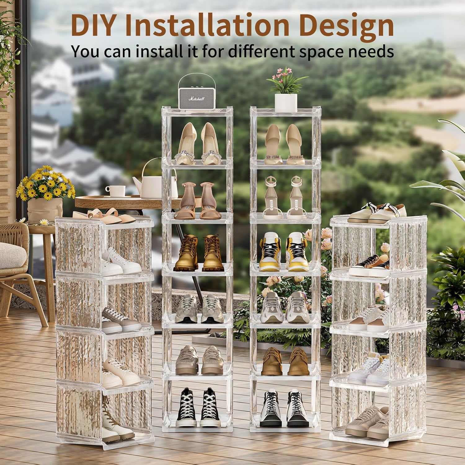 Shoe Rack for Closet - 5 Tier Vertical Ice Clear Shoe Rack Organizer ...