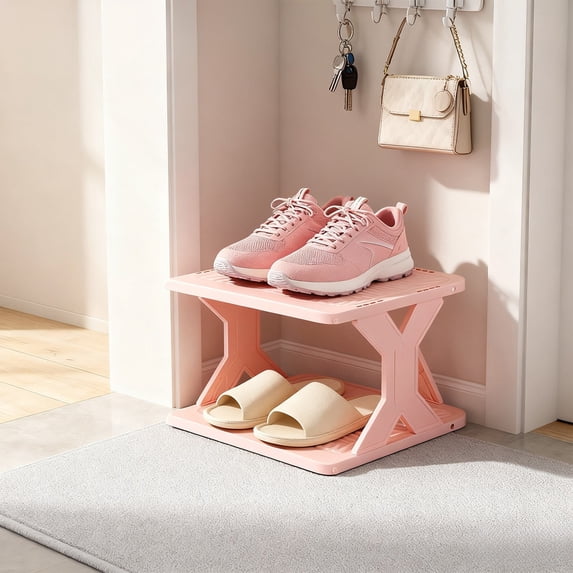 Shoe Rack for Closet - Corner Shoe Organizer Stackable Small Shoe Cabinet for Entryway - Plastic Storage Shelf for Men Women Kids - Easy Install Removable Washable Narrow Shoe Rack for Home Bedroom