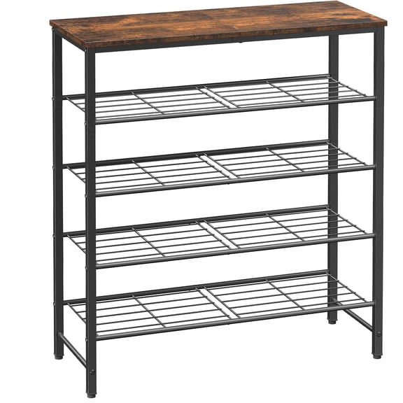 Shoe Rack for Closet, Rustic Brown Shoe Organizer with Leveling Feet, Sturdy & Rust-Proof Shoe Storage for Entryway, Bedroom, Living Room, 29.5" x 11.4" x 31.2", Brown