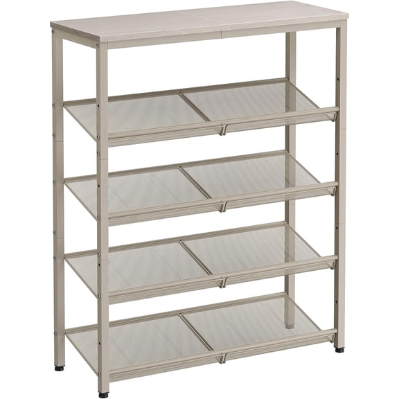 Shoe Rack for Entryway, 5-Tier Shoe Rack Organizer with Storage Shelves and Spacious Top, Freestanding, Adjustable, Industrial, Cappuccino Beige and Oatmeal Beige