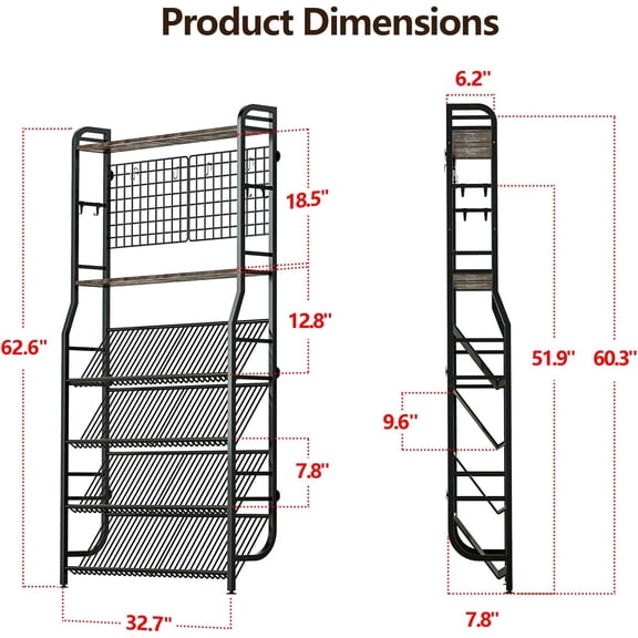 Shoe Rack for Entryway, 6-Tier Shoe Rack Organizer with Coat Hooks, Narrow Shoe Shelf High-Capacity Stores 12 Pairs of Shoes, Sturdy Metal Slim Hall Tree with Shoe Storage for Hallway Mudroom