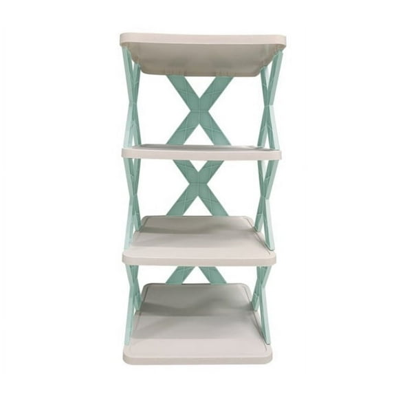 Shoe Rack for Entryway, Shoe Organizer for Closet, 4 Tiers Tall Shoe Shelf Storage, Small Shoes Racks,Non-Punch-Free Folding Shoe Rack, Free Standing Narrow Vertical Shoe Rack Bedroom,Blue