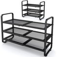 thumbnail image 1 of Shoe Rack - Expandable Shoe Organizer for Closet, Adjustable Metal Shoe Shelf Storage, Stackable Long Shoe Stand Holder for Garage, Entryway, Door Entrance (Black, 3-Tier), 1 of 8