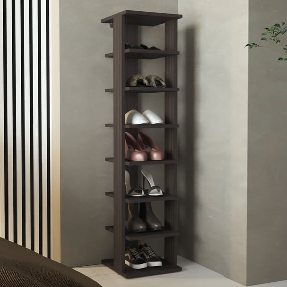 Shoe Rack, Gray Walnut, 7 Shelves