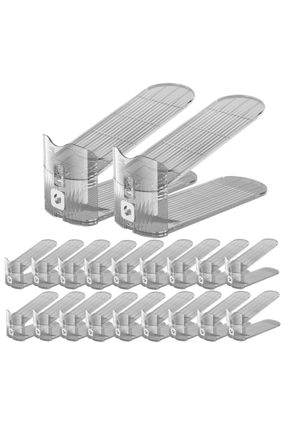 Shoe Rack Grey 20 Pack Adjustable Stackable Closet Organizer