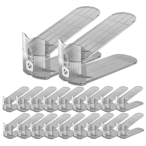 Shoe Rack Grey 20 Pack Adjustable Stackable Closet Organizer