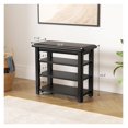 thumbnail image 1 of Shoe Rack with Leather Cushion 3-Tier Shoe Rack Organizer for Entryway Hallway or Living Room Farmhouse Rustic Wooden Seat Black 11.8" Dx23.6 Wx20.4 H, 1 of 7