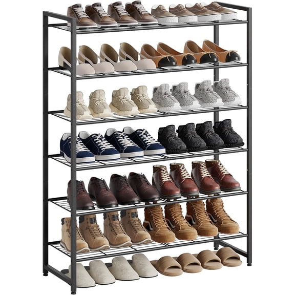 Shoe Rack, Metal Shoe Organizer, 6 Tier Garage Shoe Rack Max Holds 30 Pairs,Shoe Storage Shelf for Closet,Entryway, Black