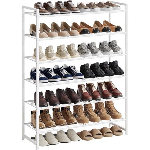 Shoe Rack, Metal Shoe Organizer, 6 Tier Garage Shoe Rack Max Holds 30 Pairs,Shoe Storage Shelf for Closet,Entryway,White