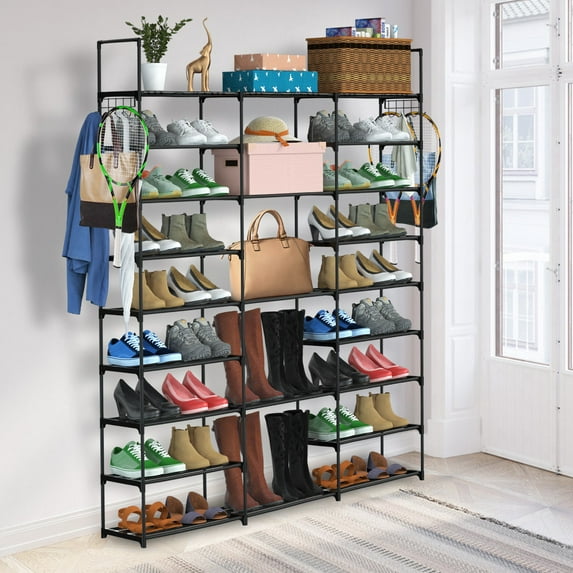 Shoe Rack Metal Shoe Organizer, iMounTEK 9 Tiers Metal Shoe Storage Shelf Space Saving Large Shoe Cabinet for 50-55 Pairs Shoe and Boots Bedroom Cloakroom Hallway