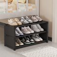thumbnail image 1 of Shoe Rack, Multi Layer Dust Proof Shoe Cabinet, Under Table Space Saving Shoe Rack for Door, 3 Tier, Black, 1 of 6