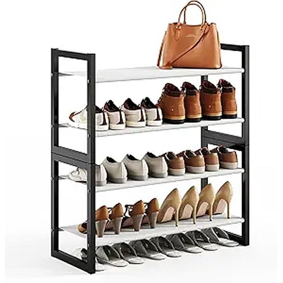 Orchidleaf 4-Tier Shoe Organizer Metal Shoe Storage Shelf, White