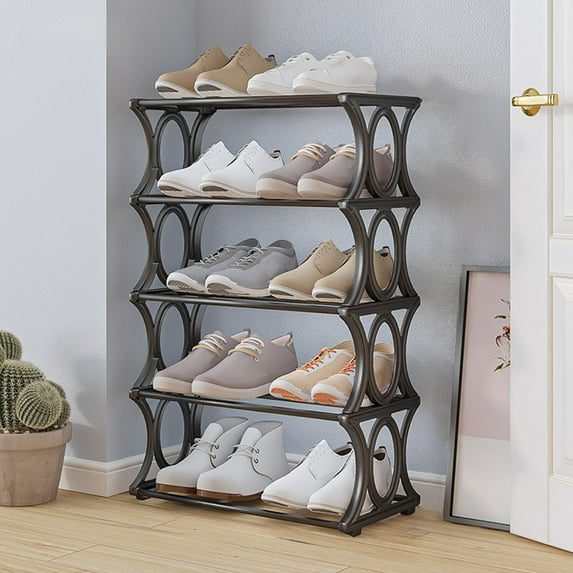 Shoe Rack Organizer, 5 Tier Freestanding Shoe Storage Shelf for Entryway Closet Bedroom, Space Saving Shoe Rack with Raised Floor Design for Sneakers Heels Boots and Slippers