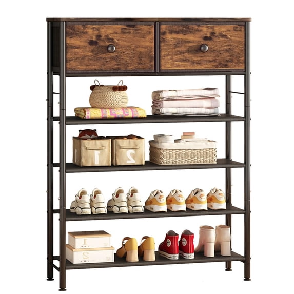Shoe Rack Organizer 5 Tier Metal Shwith Industrial Mdfd And Layer ...