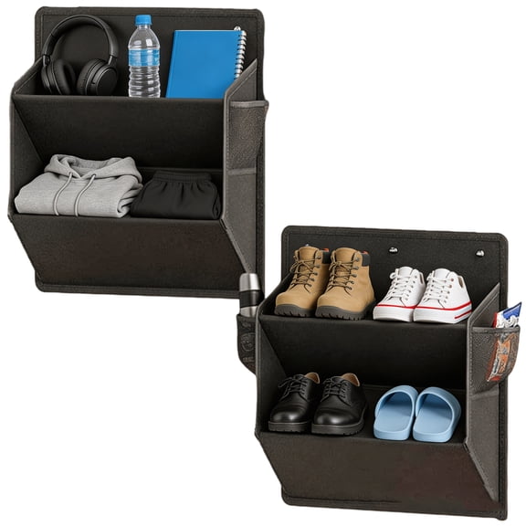 2 Pack Wall Shoe Rack, Over the Door Shoe Rack, RV Storage and Organization with Large Deep Pockets for Camper, Black