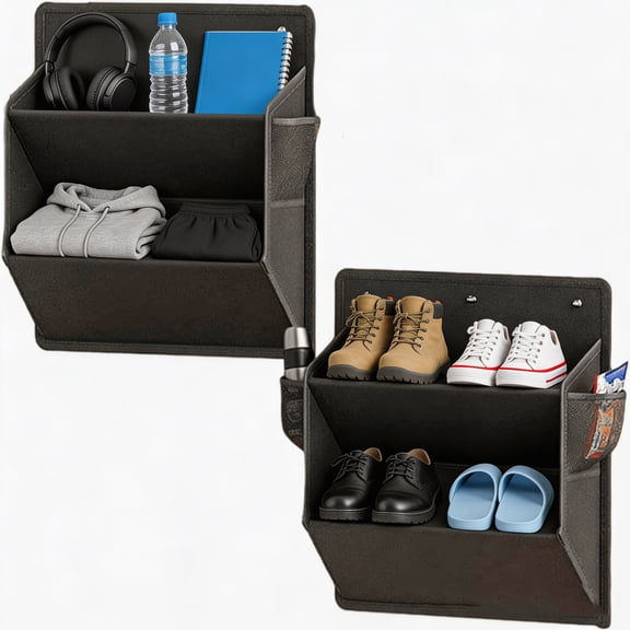 2 Pack Wall Shoe Rack, Over the Door Shoe Rack, RV Storage and Organization with Large Deep Pockets for Camper, Black