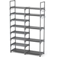 thumbnail image 1 of Shoe Rack Organizer, 8-Tier Metal Shoe Rack for Closet Entryway Garage, 26-32 Pairs Tall Shoe Boot Storage Shelf with 15 Hooks, Stackable Large Shoe Stand, 1 of 8