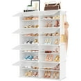 thumbnail image 1 of Shoe Rack Organizer 8 Tier Shoe Storage Cabinet with Door 32 Pair Tall Shoes Rack Expandable Free Standing Sturdy Plastic Easy Assembly Shoes Shelf for Closet Entryway Bedroom Hallway White, 1 of 6