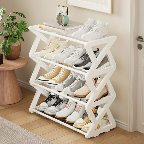 Shoe Rack Organizer, Four Tier Storage, Solid Wood Construction, Adjustable Shelf, Wide Opening, Modern Minimalist Design, Master Bedroom, Entryway, Daily Shoe Storage, Closet Organization, TOPLIU