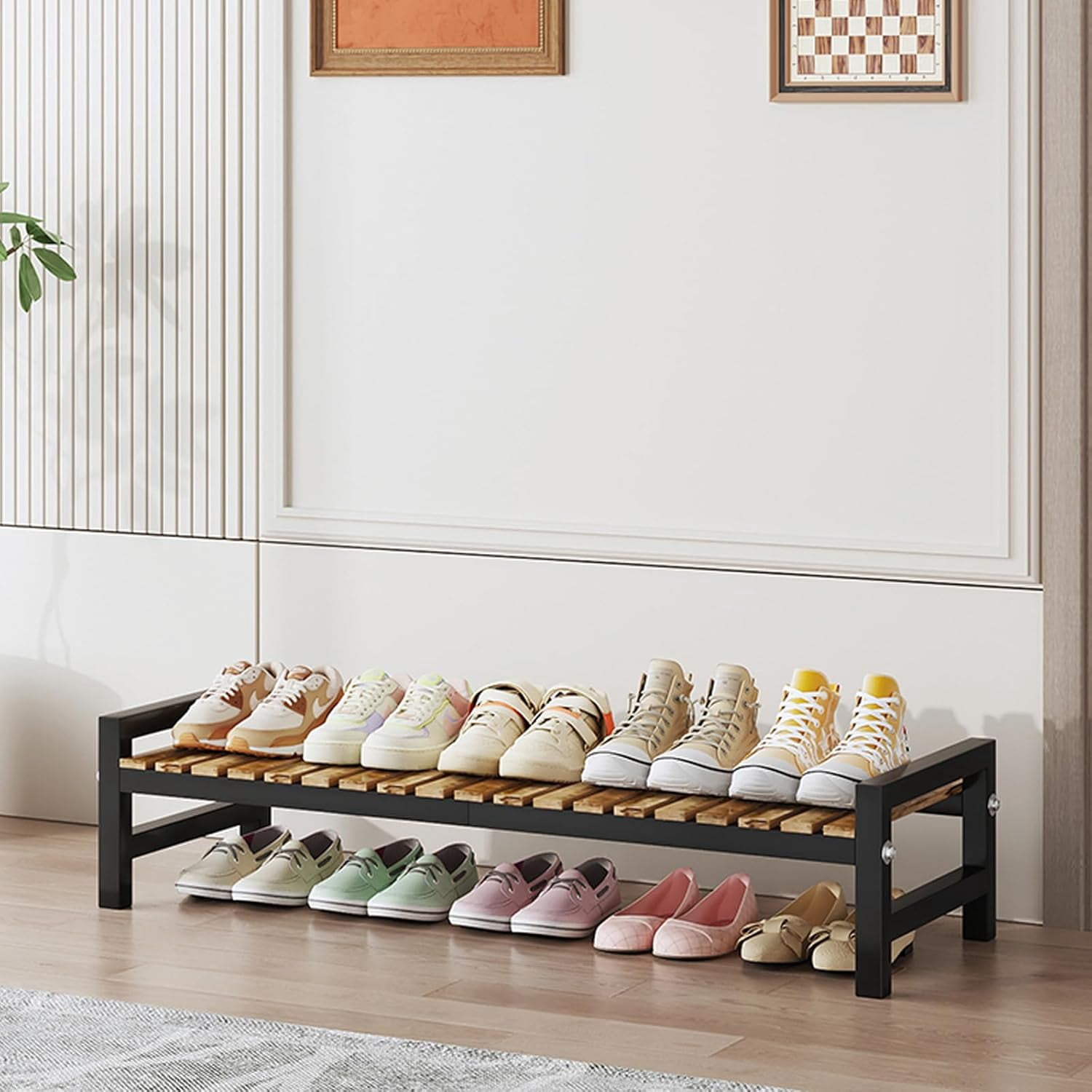 Shoe Rack Organizer for Small Spaces 1 Tier Long Narrow Shoe Stand ...