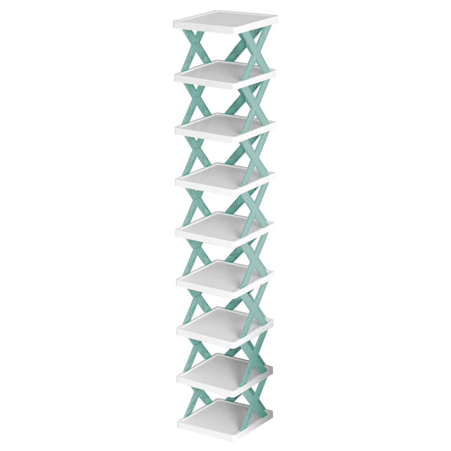 Shoe Rack Organizer, iMounTEK 9 Tier Vertical Shoe Rack for Small Spaces Entryway Corner Closet Door Bedroom, Shoe Storage Stand Narrow Shelf, Blue
