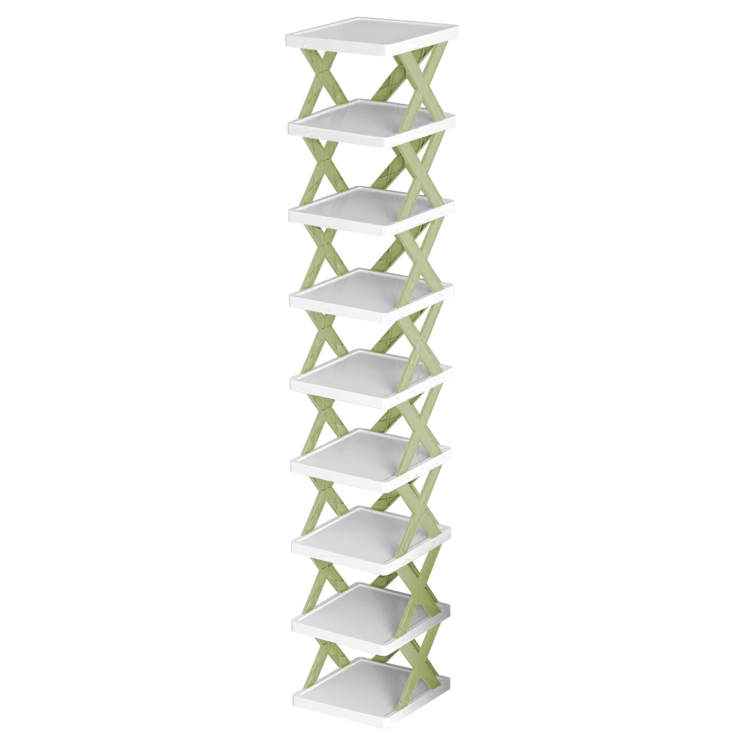 Shoe Rack Organizer, iMounTEK 9 Tier Vertical Shoe Rack for Small Spaces Entryway Corner Closet Door Bedroom, Shoe Storage Stand Narrow Shelf, Green