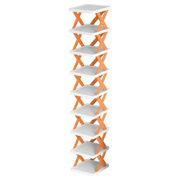 Shoe Rack Organizer, iMounTEK 9 Tier Vertical Shoe Rack for Small Spaces Entryway Corner Closet Door Bedroom, Shoe Storage Stand Narrow Shelf, Orange