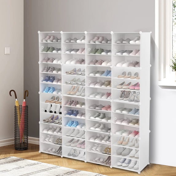 Shoe Rack OrganizerShoe Storage Cabinet Easy Assembly,Adjustable Shoe Storage Organizer Stackable Detachable Free Standing Shoe Rack DIY Expandable