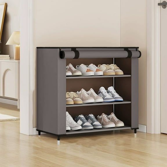 Shoe Rack Shoe Cabinet Organization And Storage, 4-Layer Stackable Shoe Storage Rack - Space-Saving Organizer For Closet Front Door Entrance