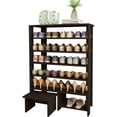 thumbnail image 1 of Shoe Rack Shoe Organizer Shlef w Footstool espresso Finish solid wood storage shoe rack Natural Wood Tone, 1 of 5