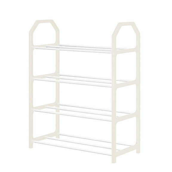 Shoe Rack (Shoe Shelf, Footwear Organizer), White 4 Layer Shoe Rack, Stackable Shoe Storage Organizer for Entrance, Shoe Rack, Footwear Storage, Entryway Organizer, Closet Shelf, by Kingtowag
