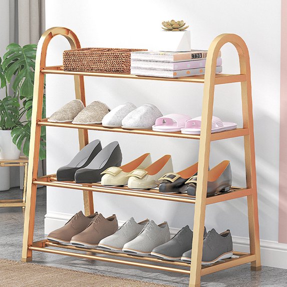 Shoe Rack - Stainless Steel Shoe Organizer, Sturdy Shoe Rack for Closet and Front Door Entrance, Free Standing Shoe Shelf, Closet Organizers and Storage, Gold Deals of the Day Clearance