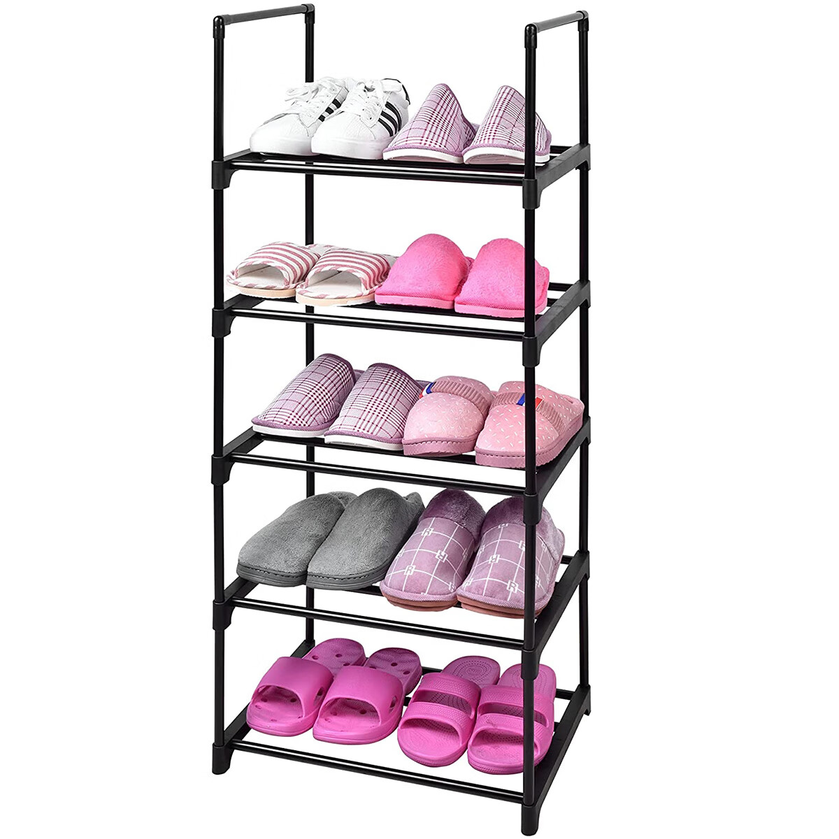 Shoe Rack Storage 5/8 Tiers Metal Tubes Shoe Shelf Organizer Multifunctional Shoe Stand Easy